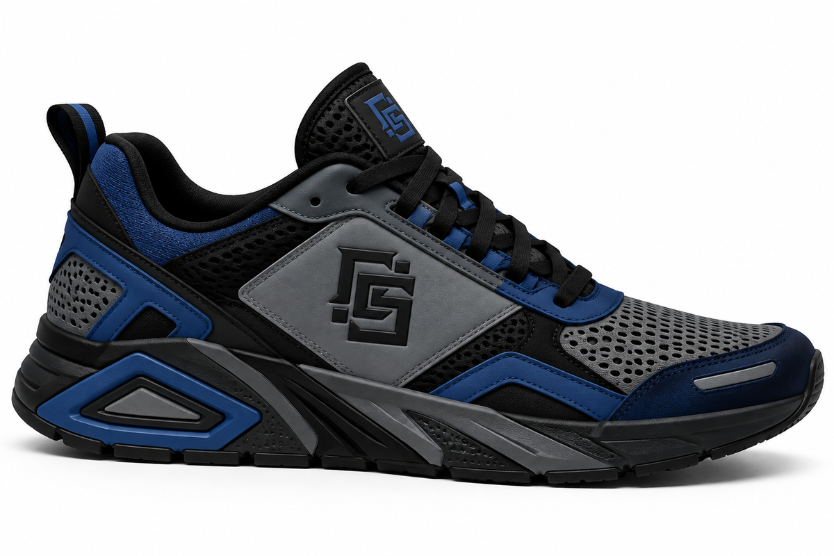 FS Black, Grey & Royal Blue Sneakers